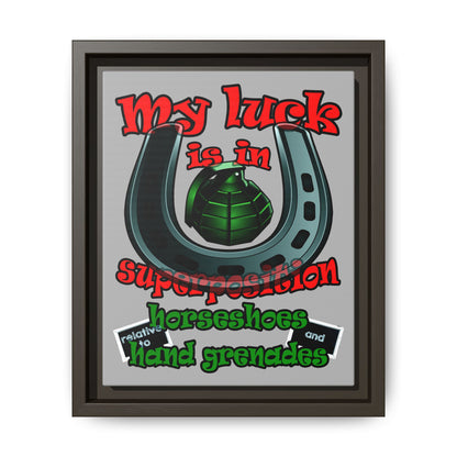 my luck - framed canvas art (light grey)