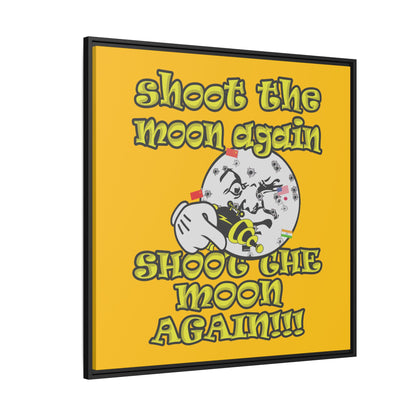 shoot the moon again - framed canvas art (yellow)