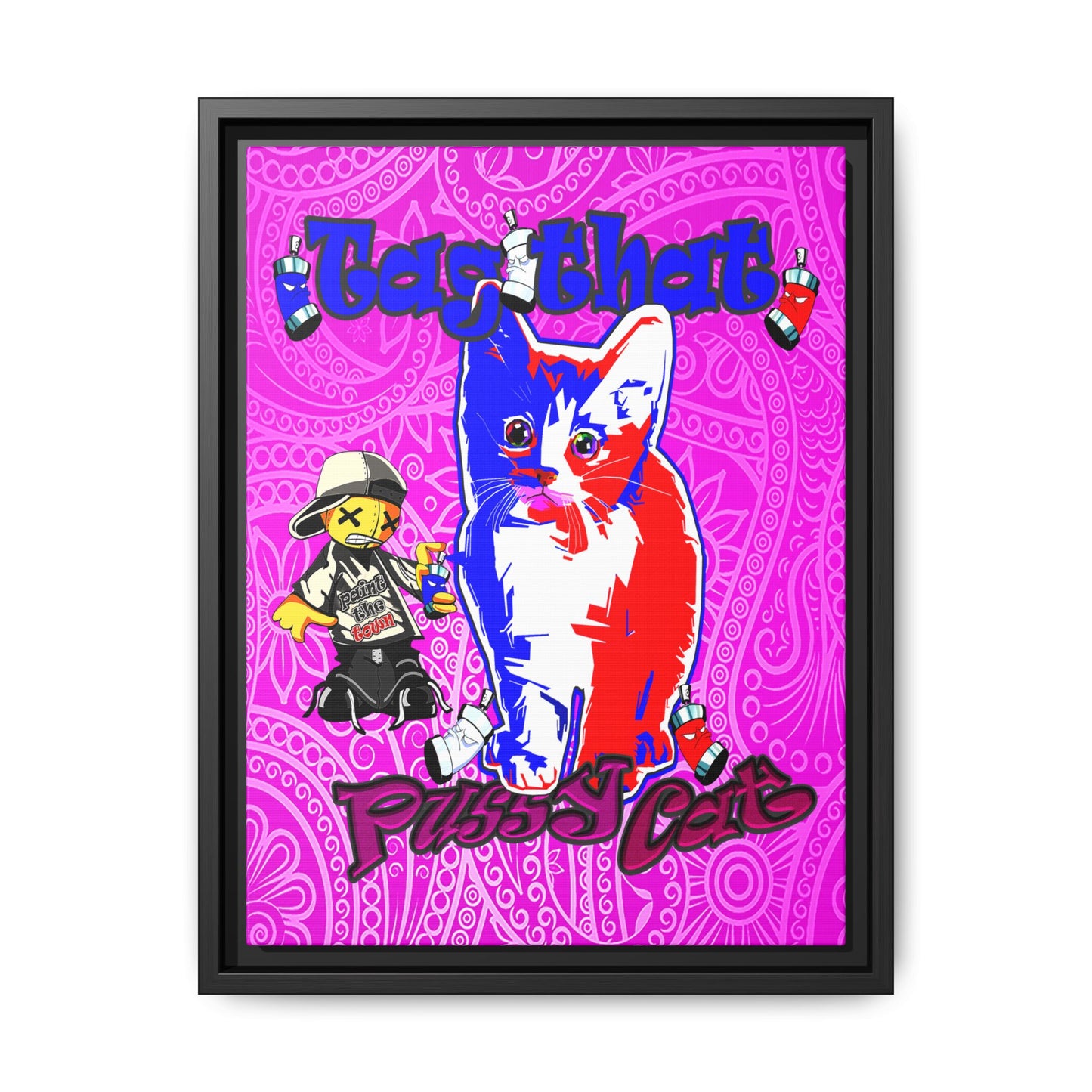 tag that - framed canvas art (pink swirl)