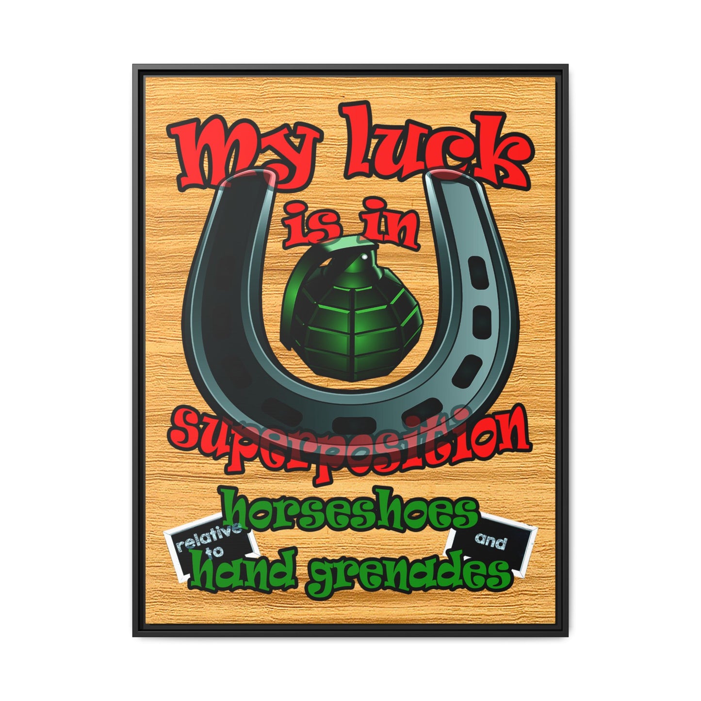 my luck - framed canvas art (butterscotch wood finish)