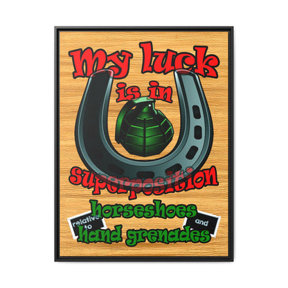 my luck - framed canvas art (butterscotch wood finish)