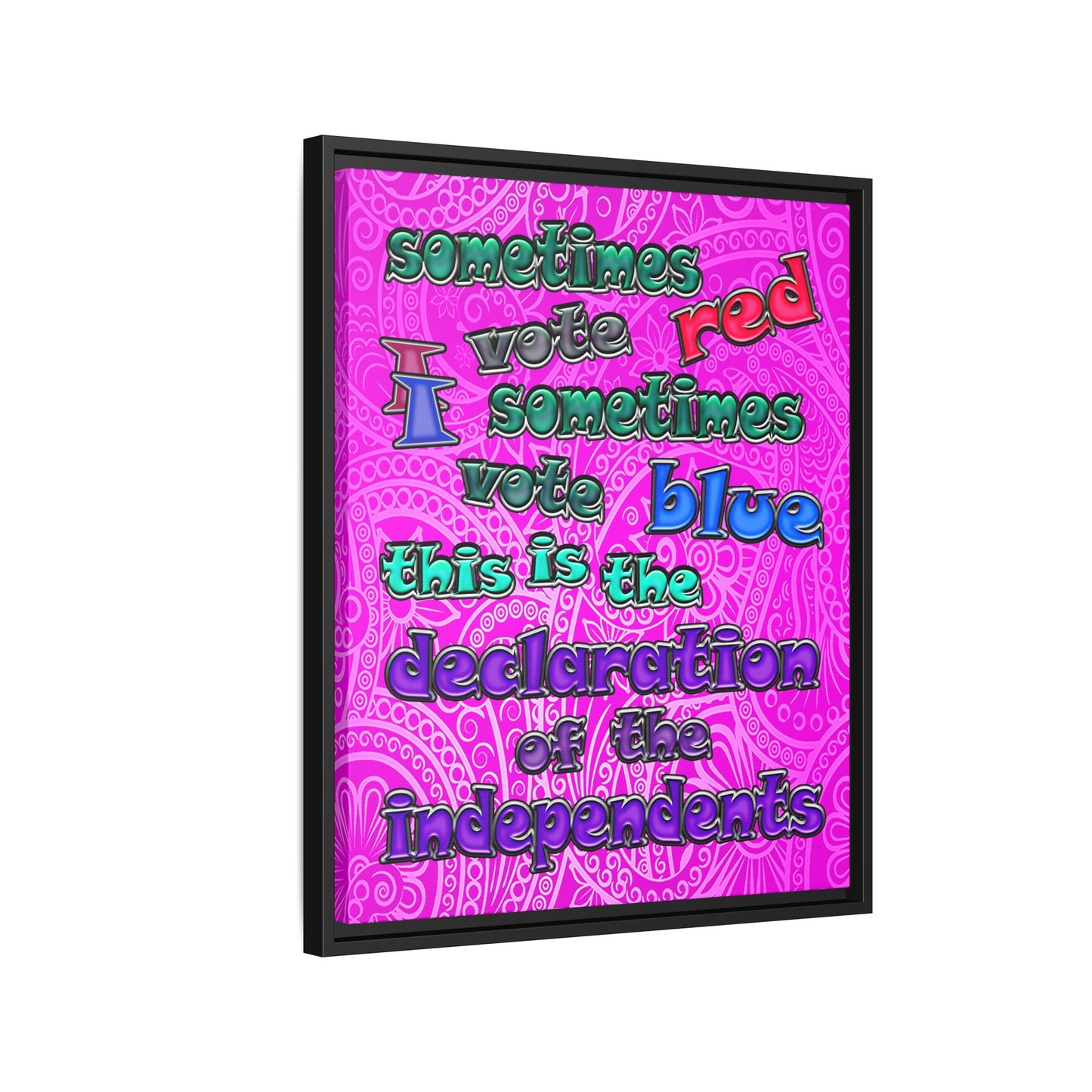 declaration of the independents - framed canvas art (pink swirl)
