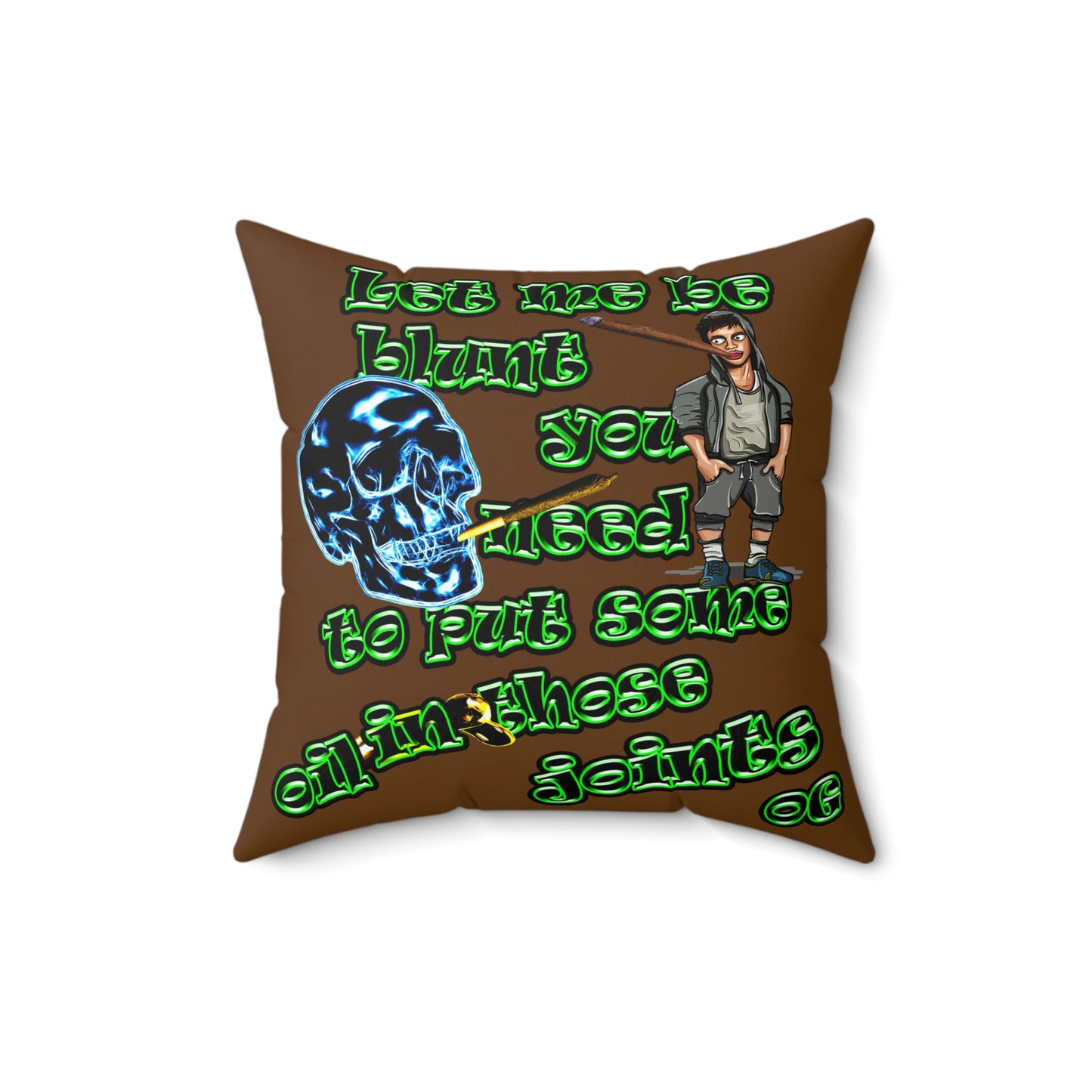 og - Spun Polyester Square Pillow - (brown)