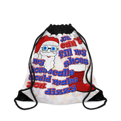 santa's shoes - Drawstring Bag (white marble)