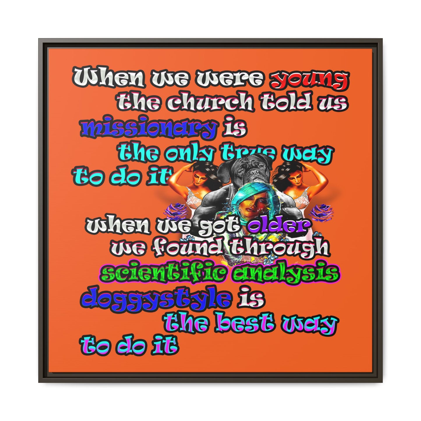 doggystyle - framed canvas art (orange)