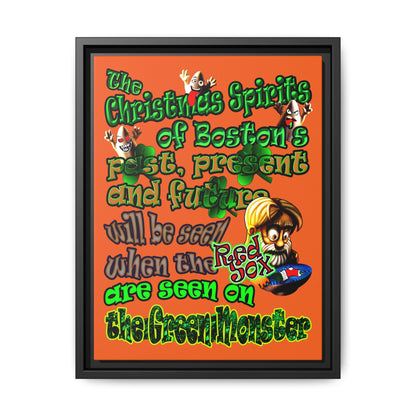 christmas spirits of boston - framed canvas art (orange)