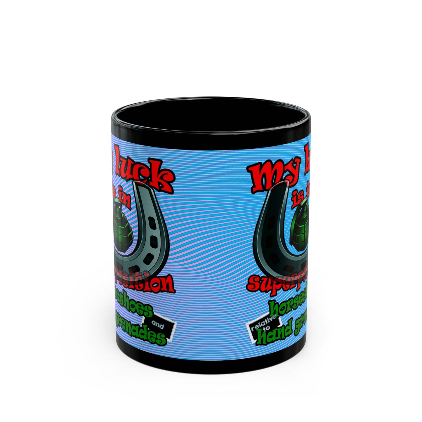 my luck - Black Mug (light blue-purple wave)