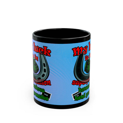 my luck - Black Mug (light blue-purple wave)