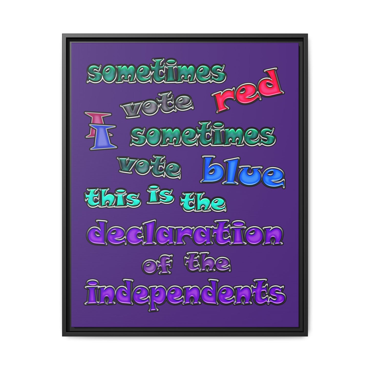declaration of the independents - framed canvas art (purple)