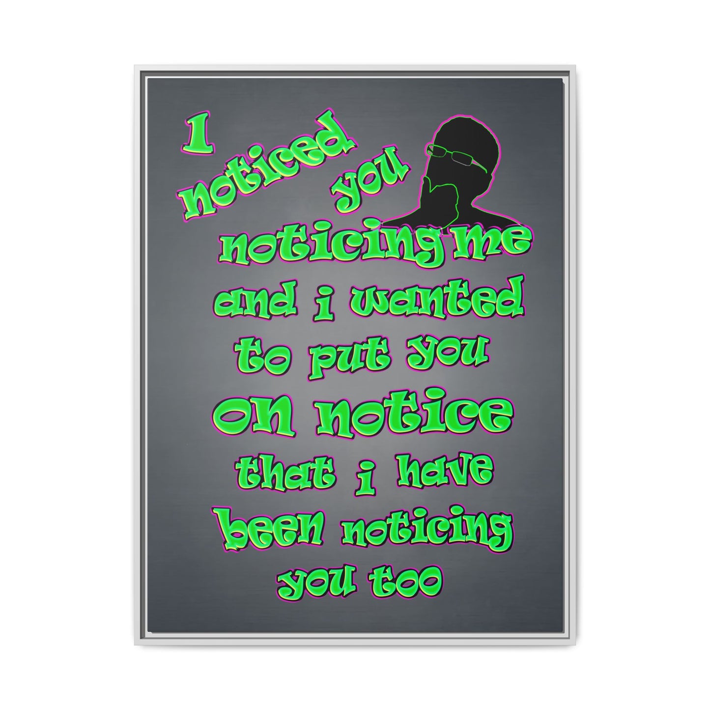 noticed you noticing - framed canvas art (grey-light grey)