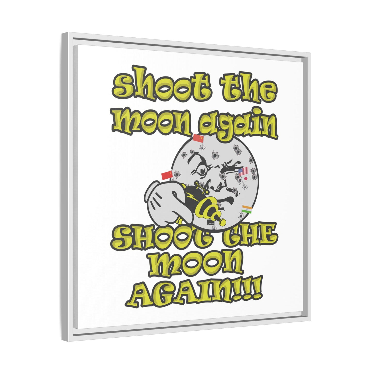 shoot the moon again - framed canvas art (white)