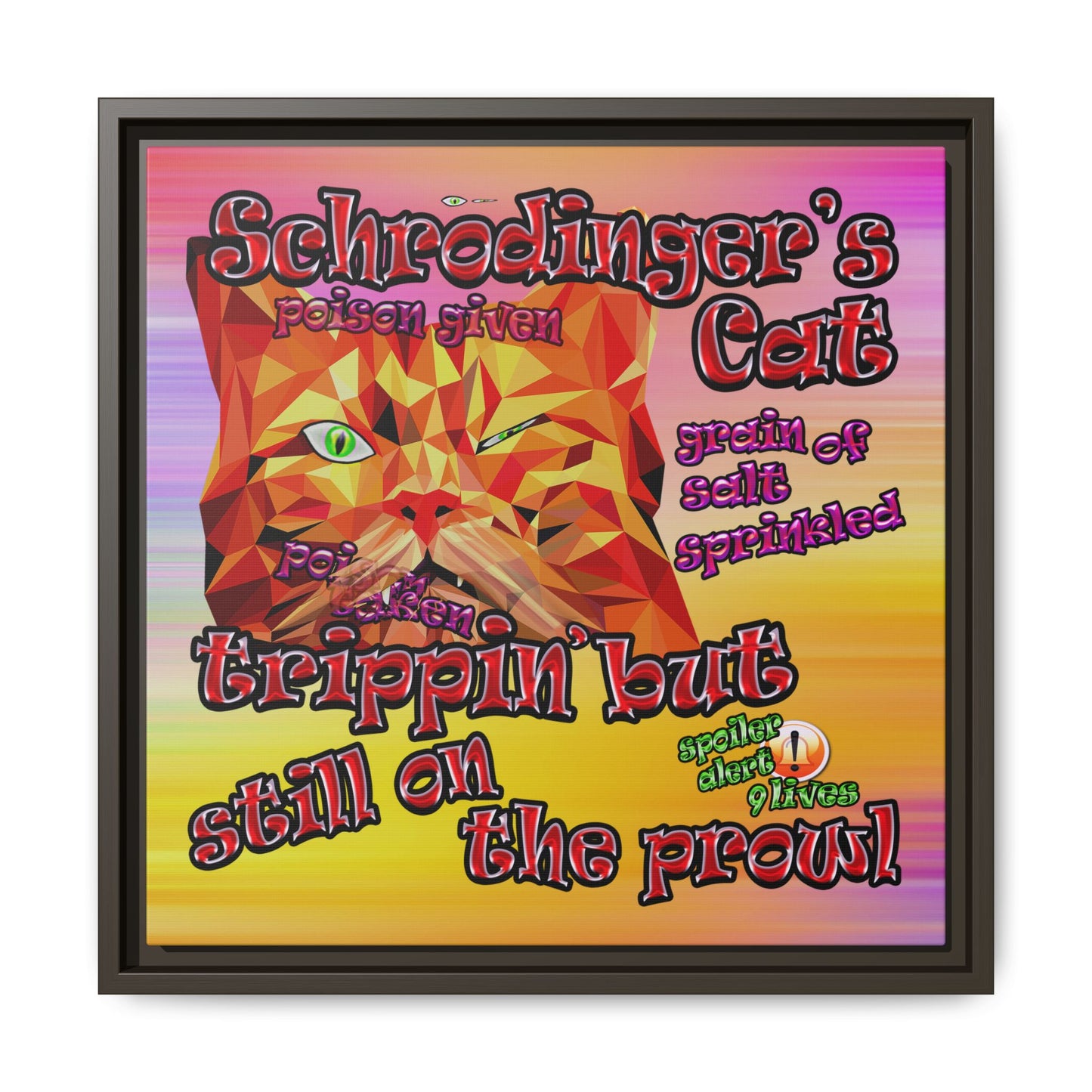 schrodinger's cat - framed canvas art (color blur)