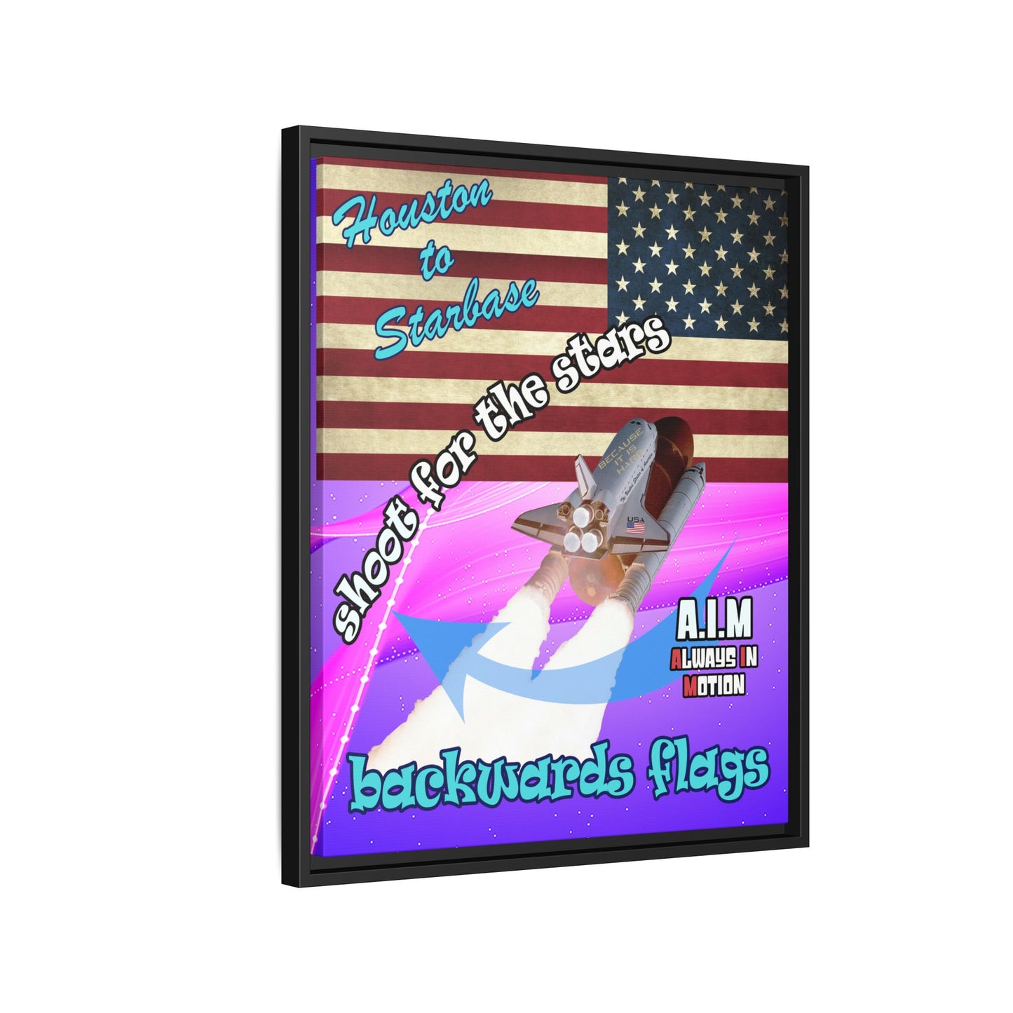 shoot for the stars - framed canvas art (purple-pink wave)