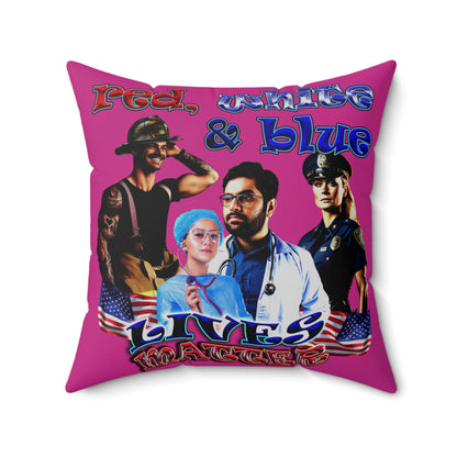 rw&b lives matter - Spun Polyester Square Pillow - (pink)