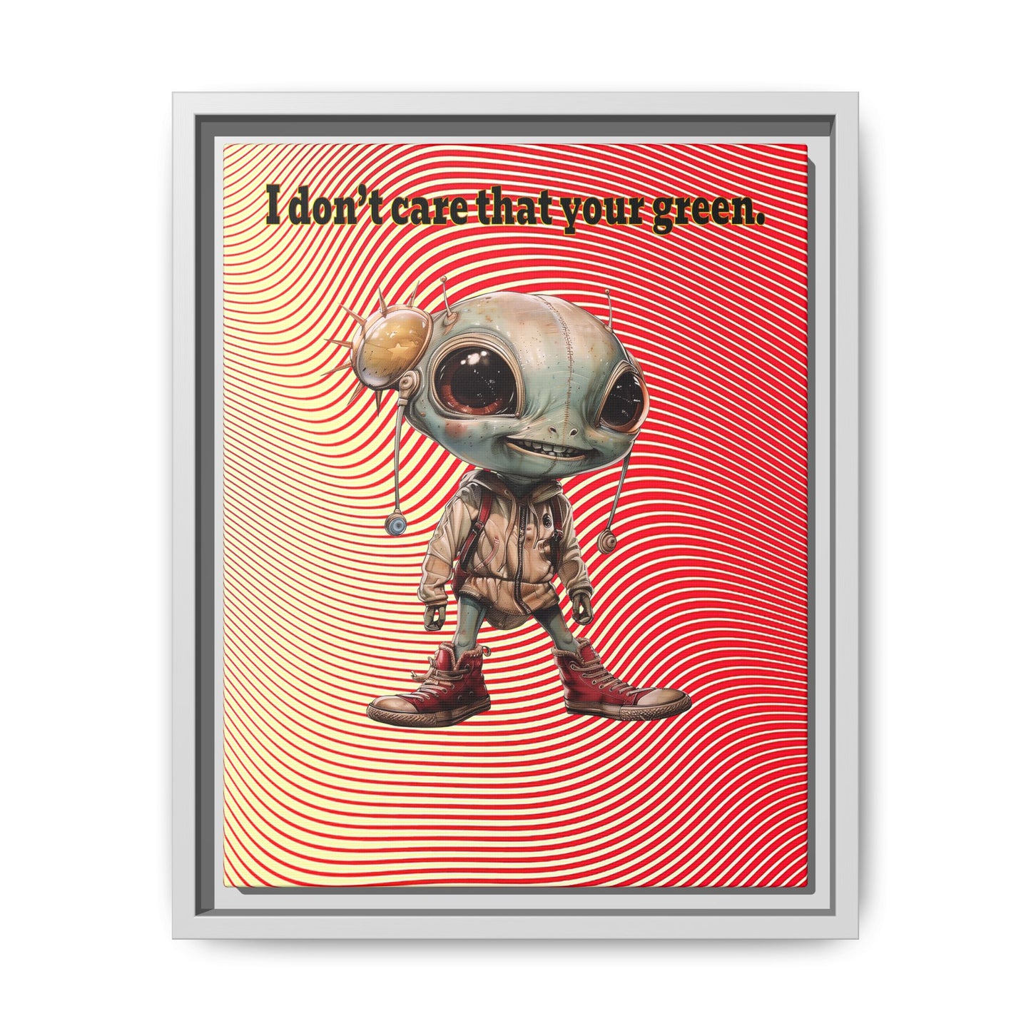 I don't care that your green - framed canvas art (yellow-orange wave)