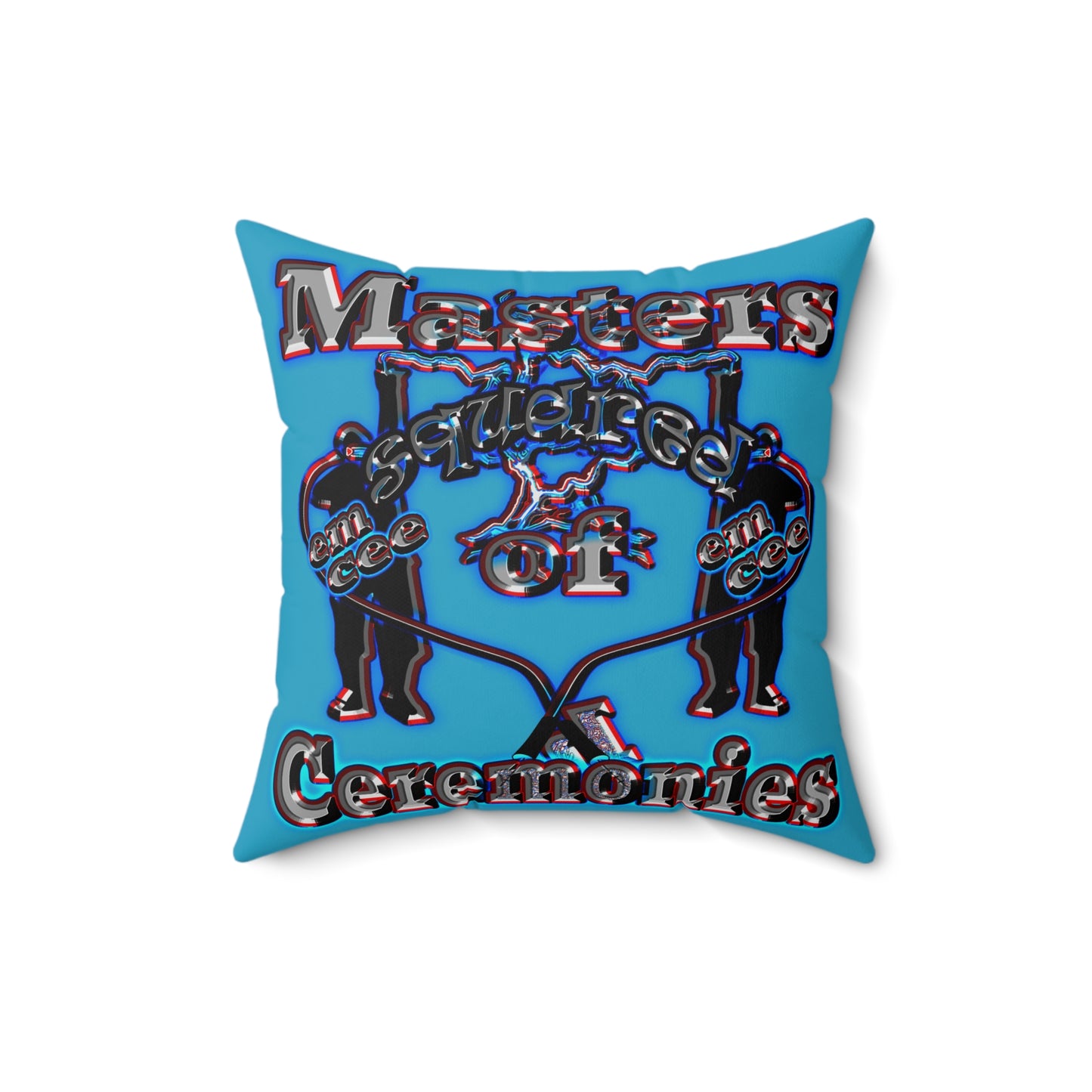 em cee squared - Spun Polyester Square Pillow - (turquoise)