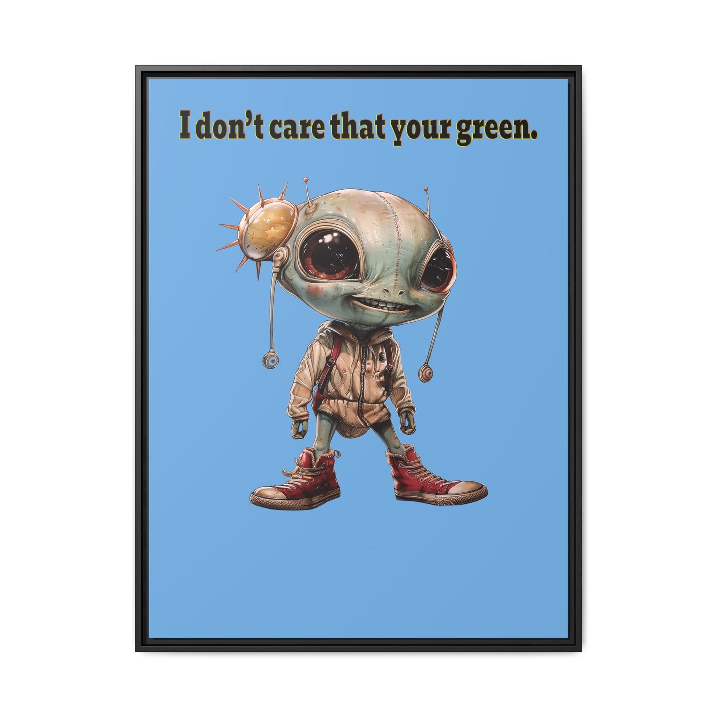I don't care that your green - framed canvas art (light blue)