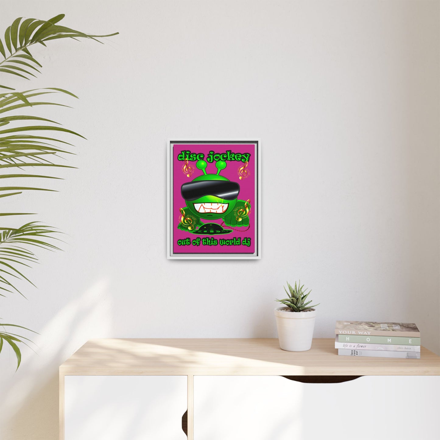 disc jockey - framed canvas art (pink)