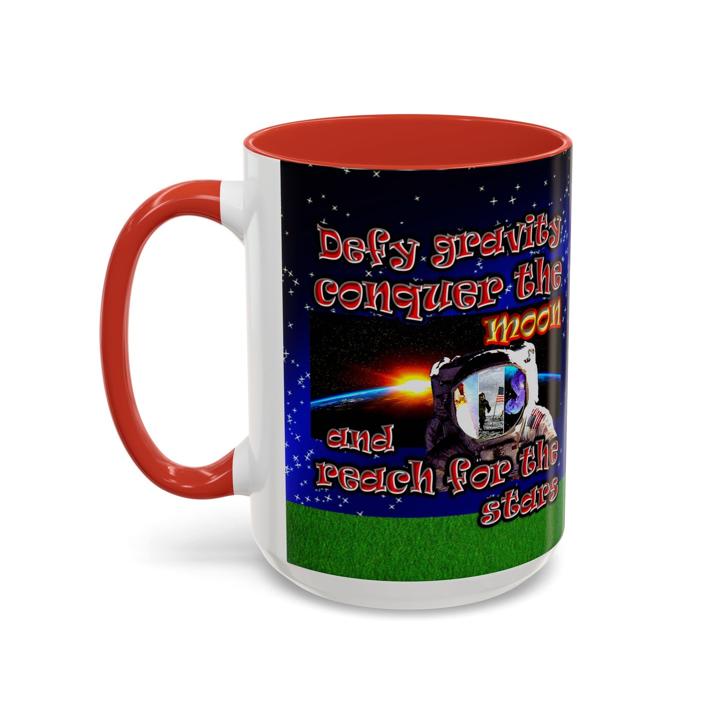 defy conquer reach - Accent Mug ('snoops' background)