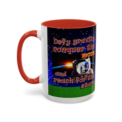 defy conquer reach - Accent Mug ('snoops' background)