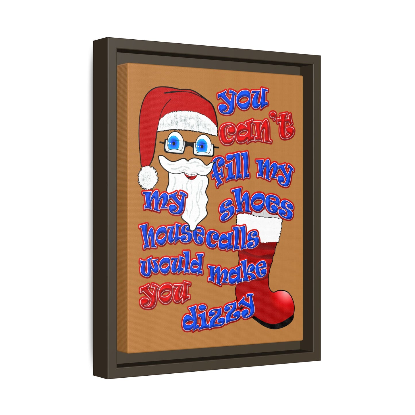 santa's shoes - framed canvas art (light brown)