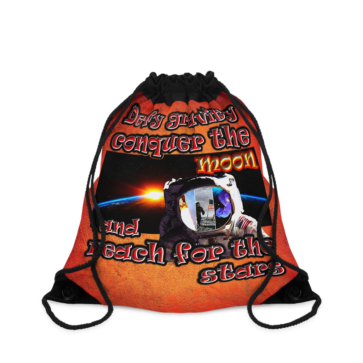 defy conquer reach - Drawstring Bag (burnt orange)