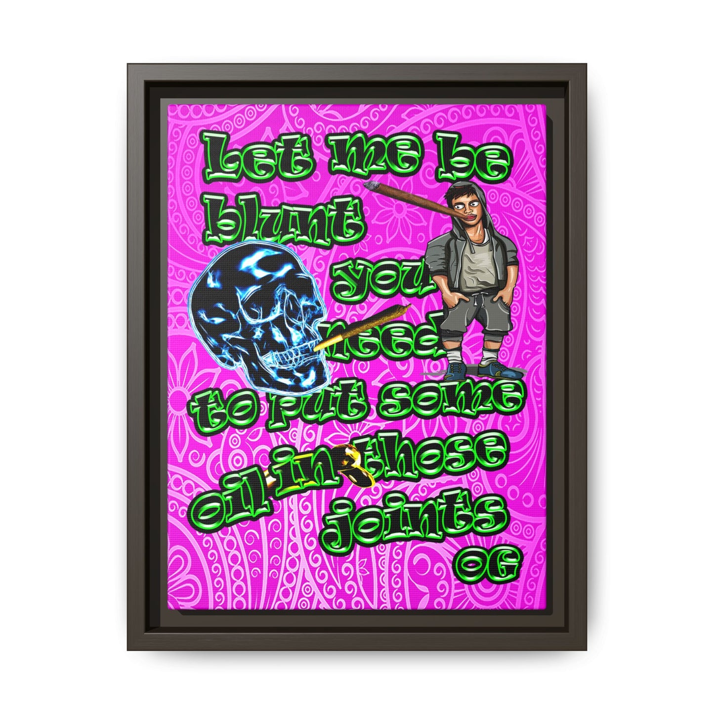og - framed canvas art (pink swirl)