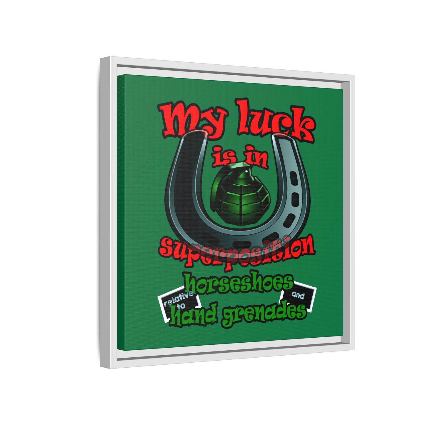 my luck - framed canvas art (dark green)