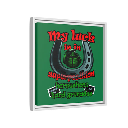 my luck - framed canvas art (dark green)