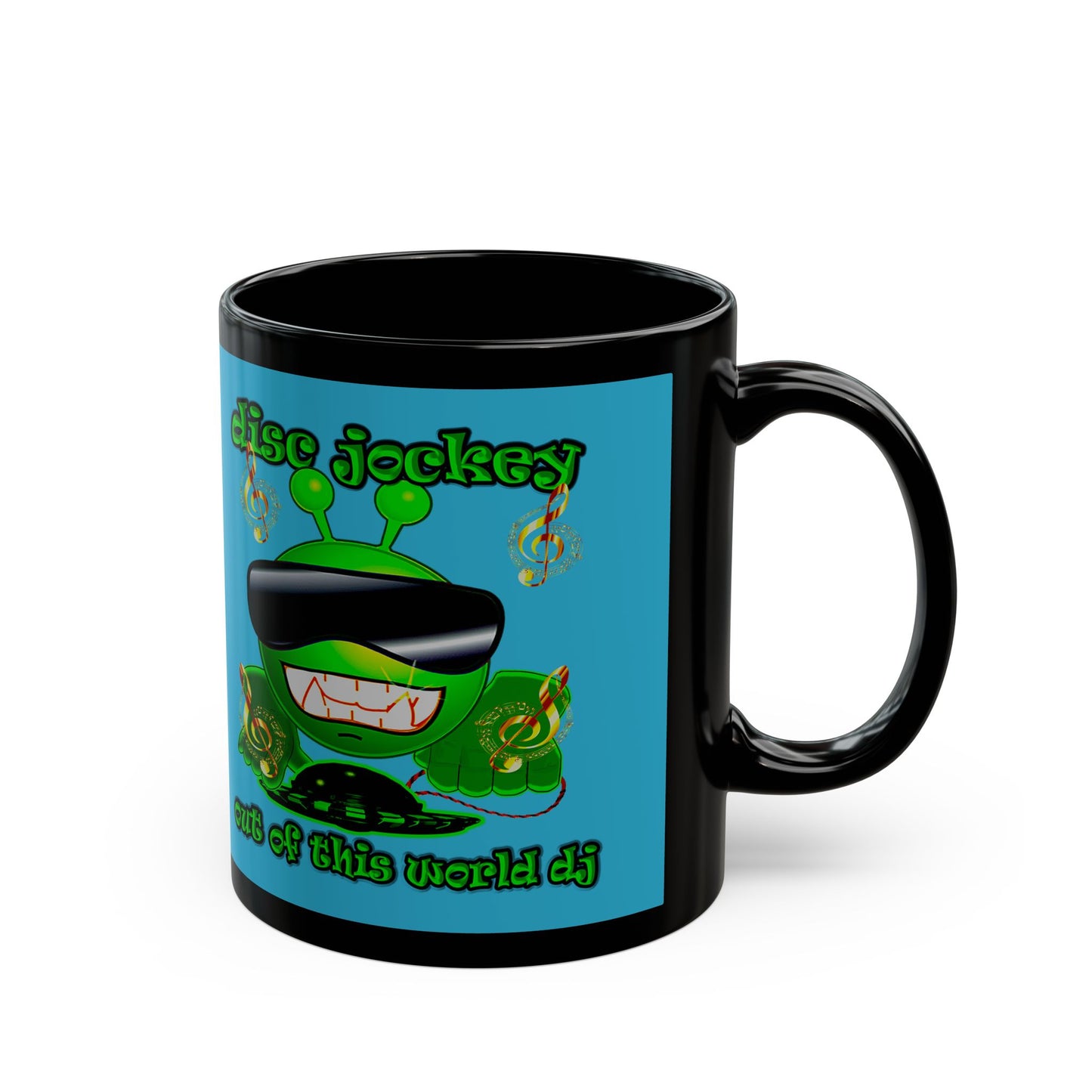 disc jockey - Black Mug (turquoise)