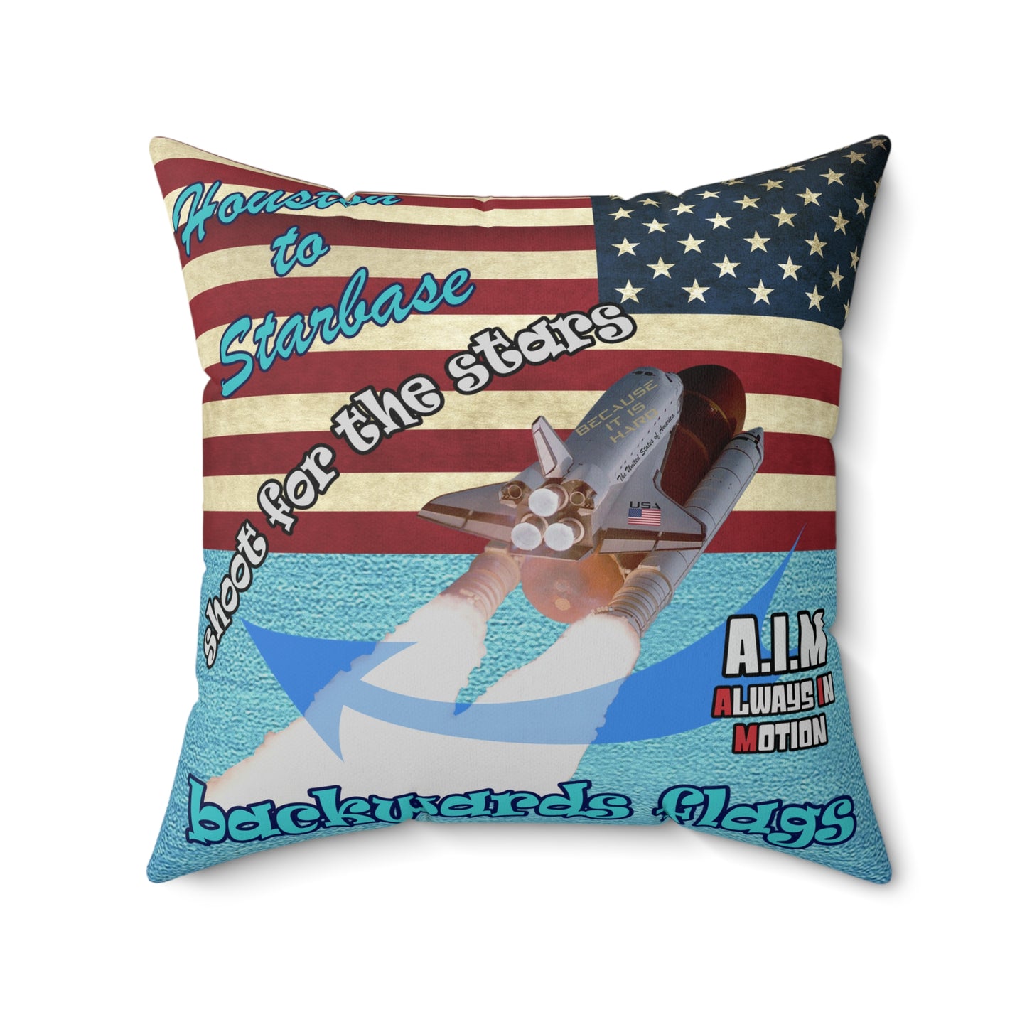 shoot for the stars - Spun Polyester Square Pillow - (faded blue)