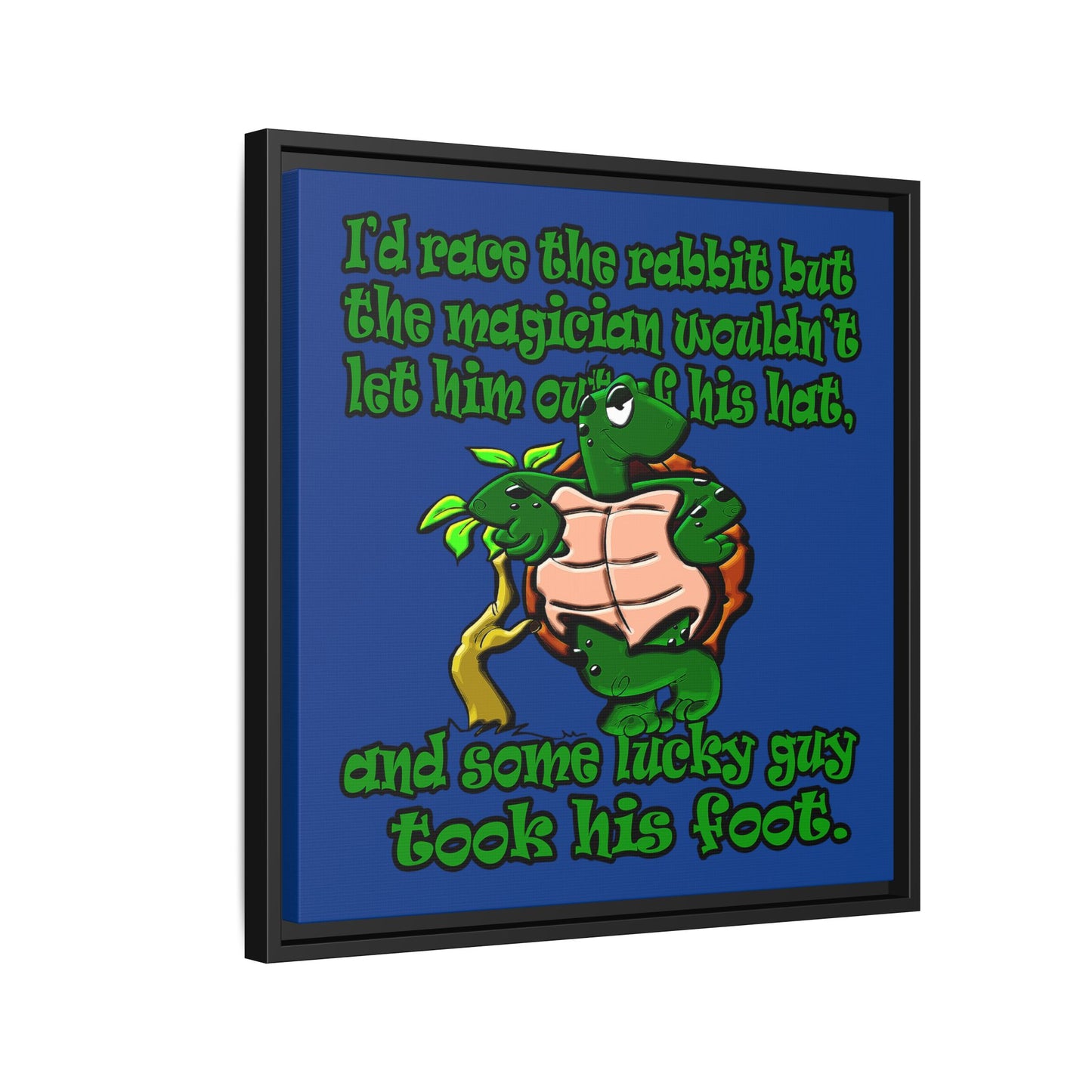 turtle race - framed canvas art (dark blue)