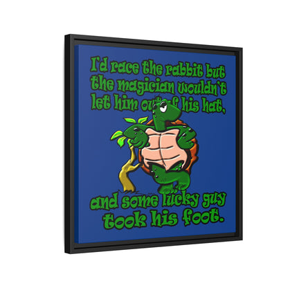 turtle race - framed canvas art (dark blue)