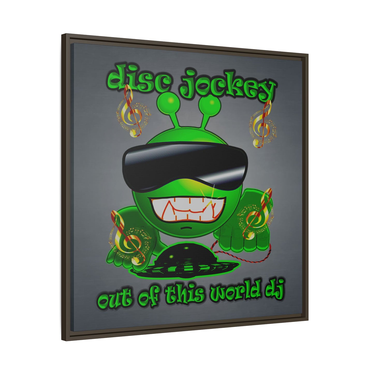 disc jockey - framed canvas art (grey-light grey)