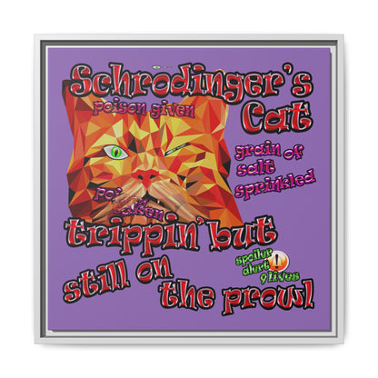 schrodinger's cat - framed canvas art (light purple)