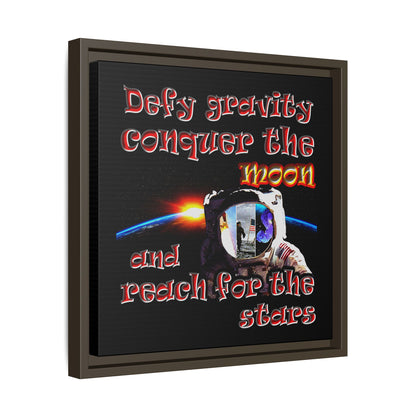 defy conquer reach - framed canvas art (black)