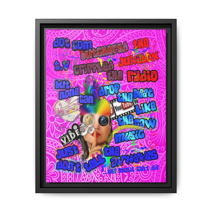 drop the beat - framed canvas art (pink swirl)