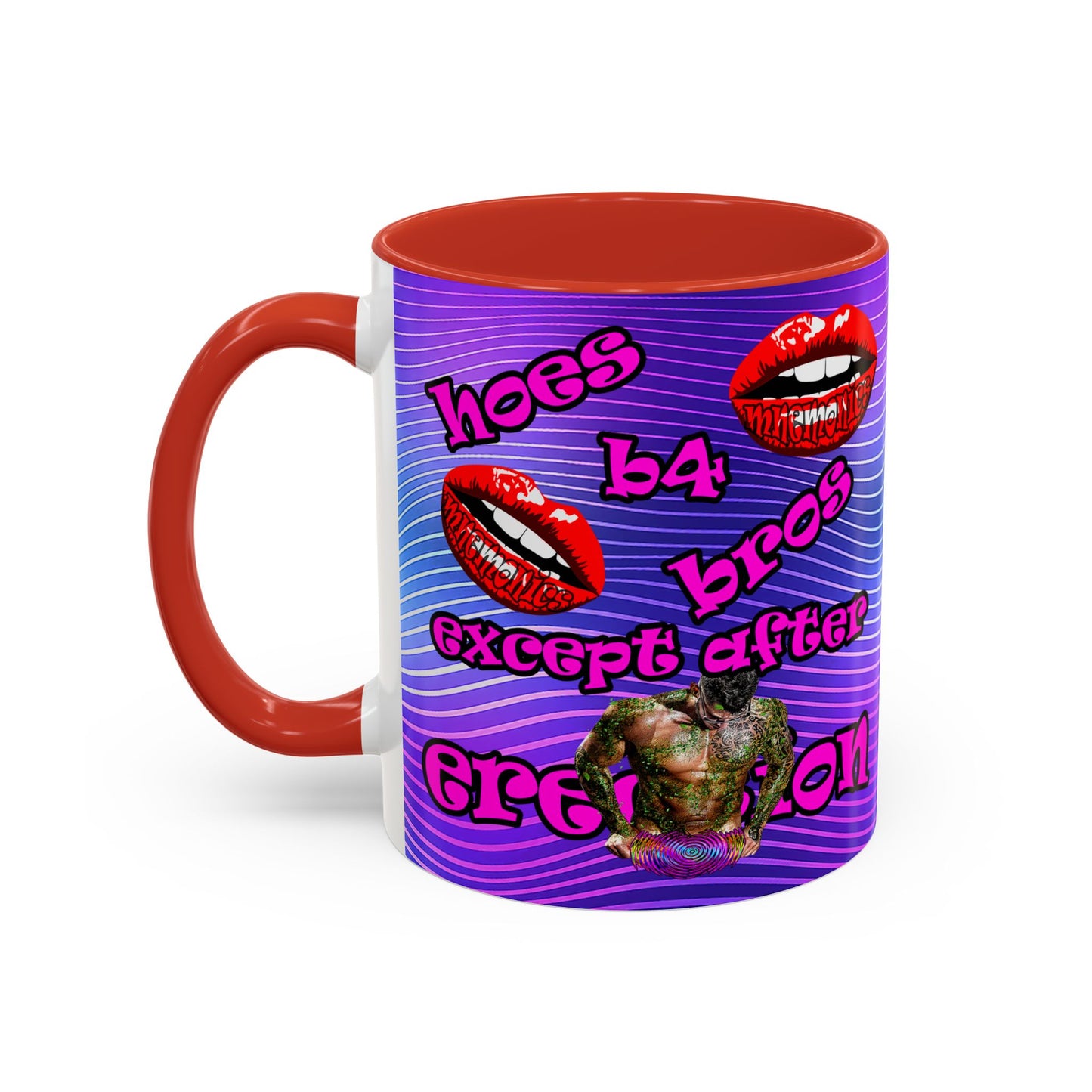 hoes b4 bros - Accent Mug (purple wave)
