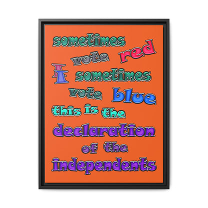 declaration of the independents - framed canvas art (orange)