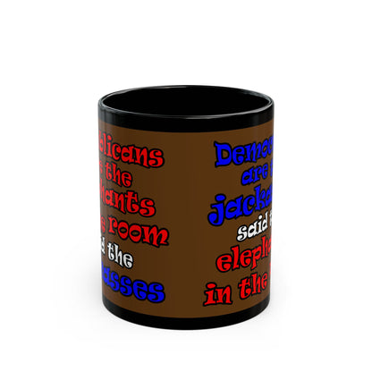 donkeys and elephants - Black Mug (brown)