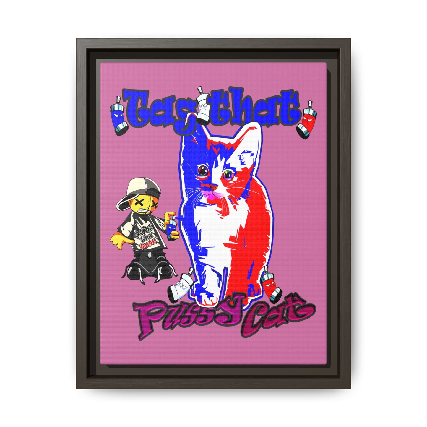 tag that - framed canvas art (light pink)
