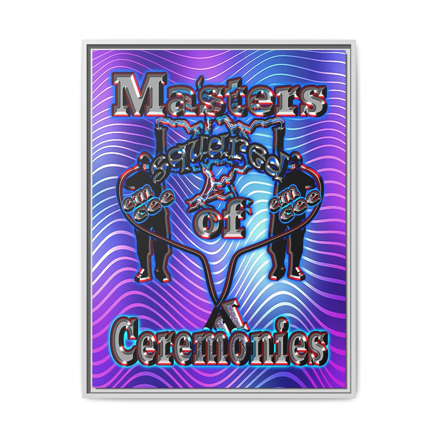 em cee squared - framed canvas art (purple wave)