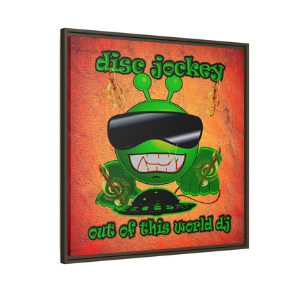 disc jockey - framed canvas art (burnt orange)