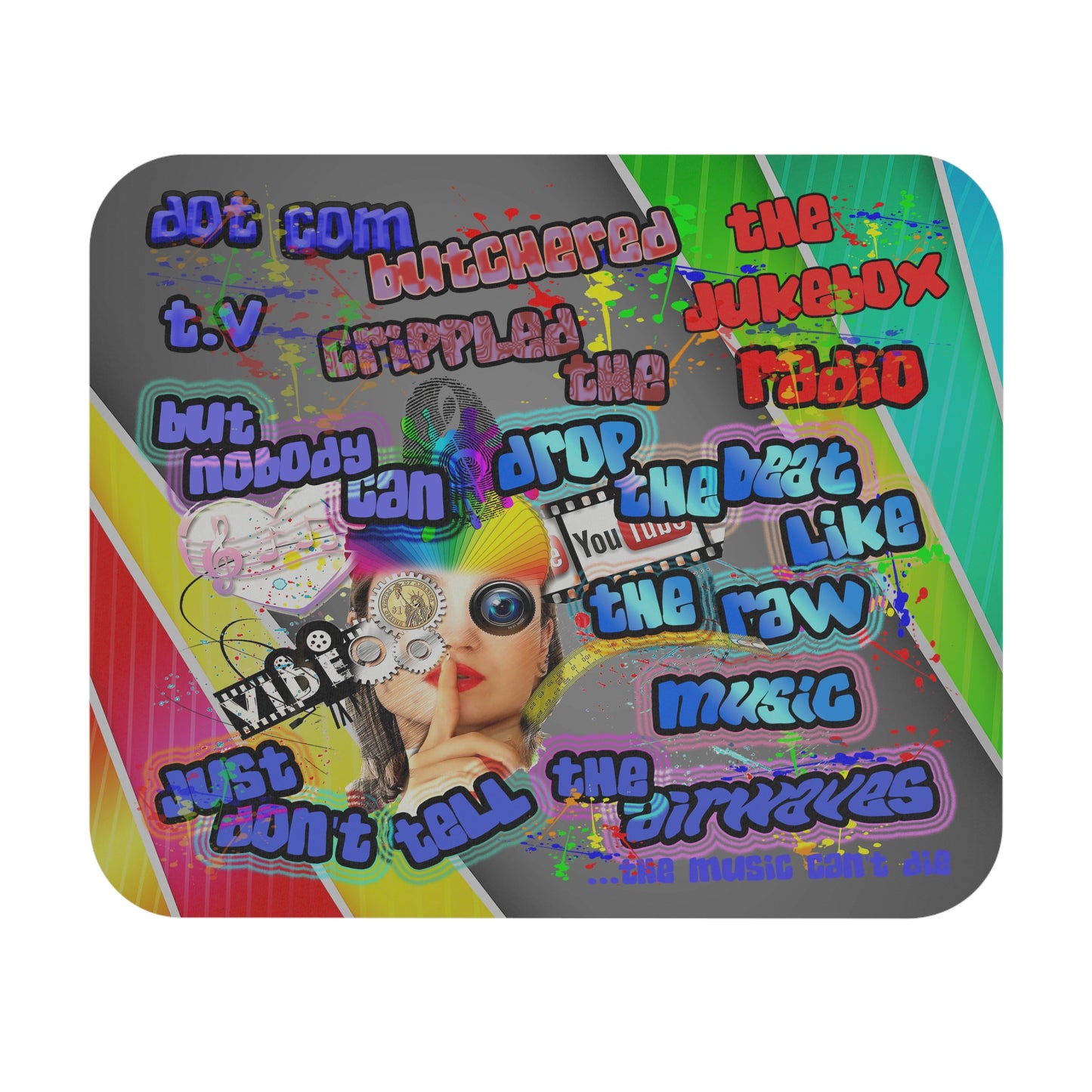 drop the beat - Mouse Pad (Rectangle) (rainbow split)