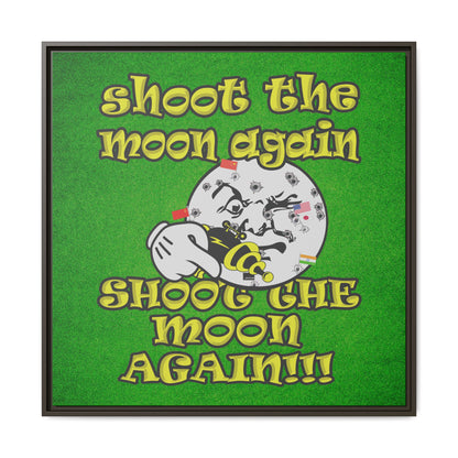 shoot the moon again - framed canvas art (green turf)