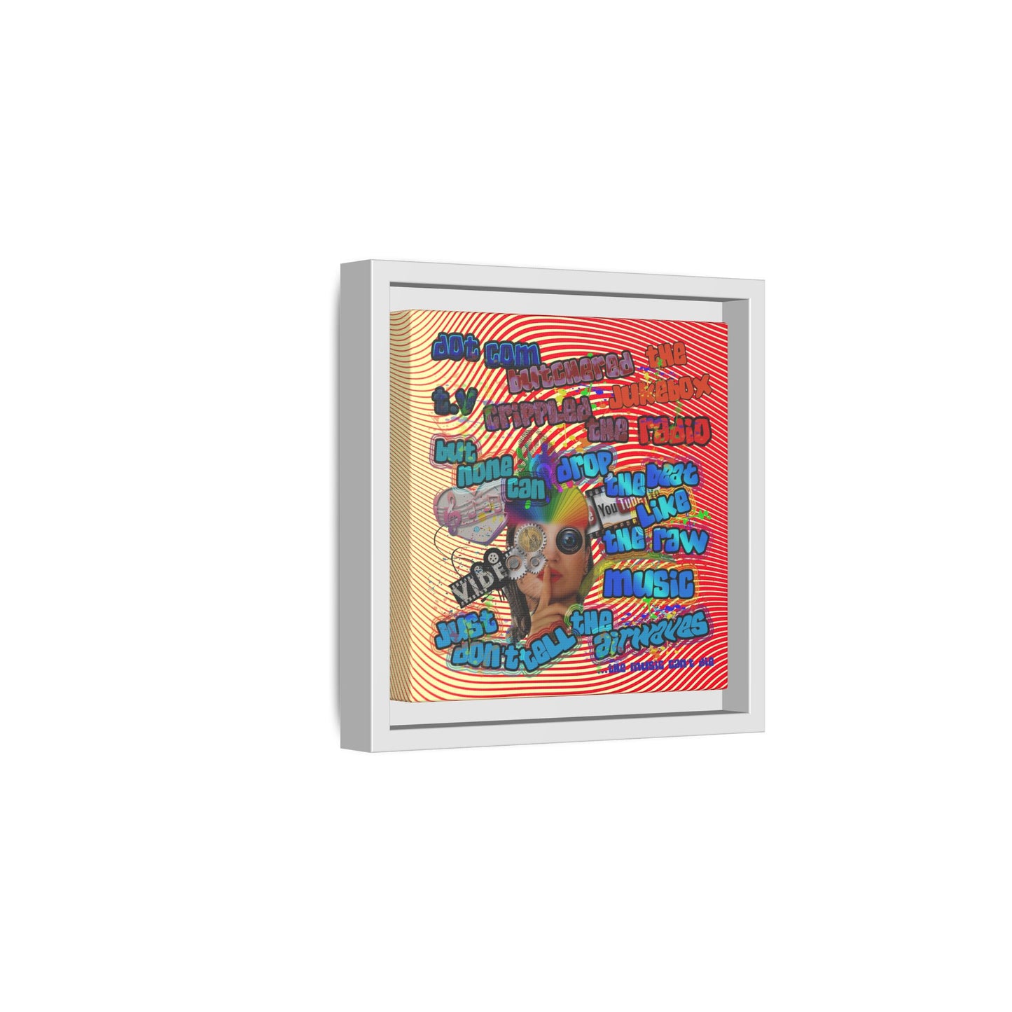 drop the beat - framed canvas art (yellow-orange wave)