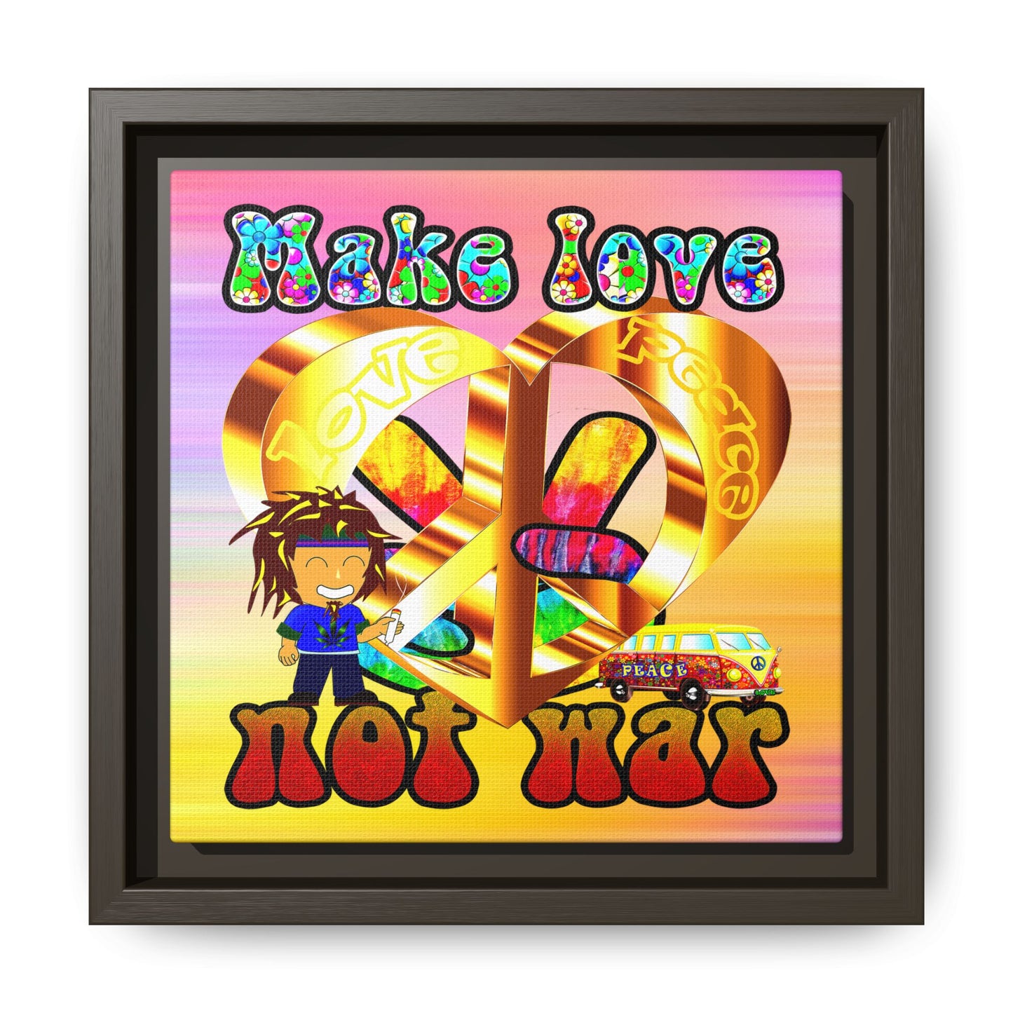 love peace - framed canvas art (color blur)