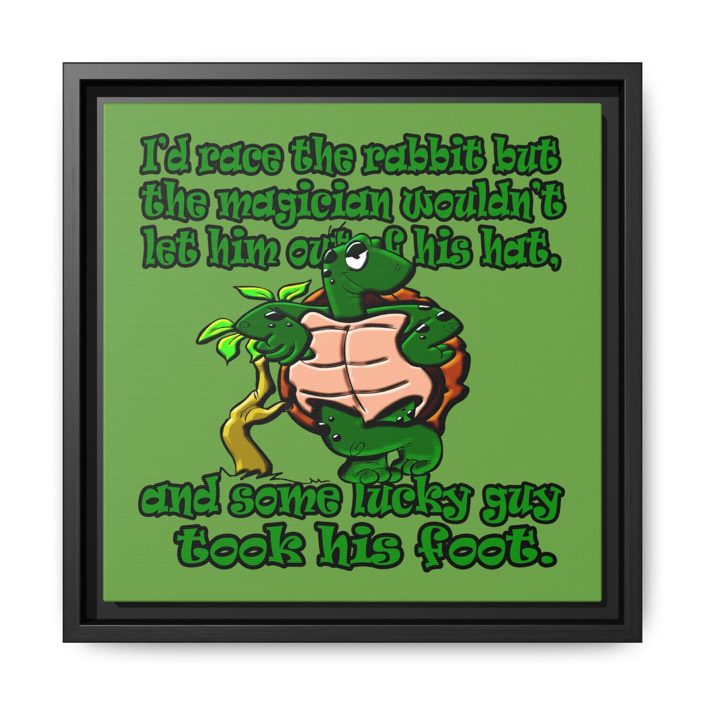 turtle race - framed canvas art (green)