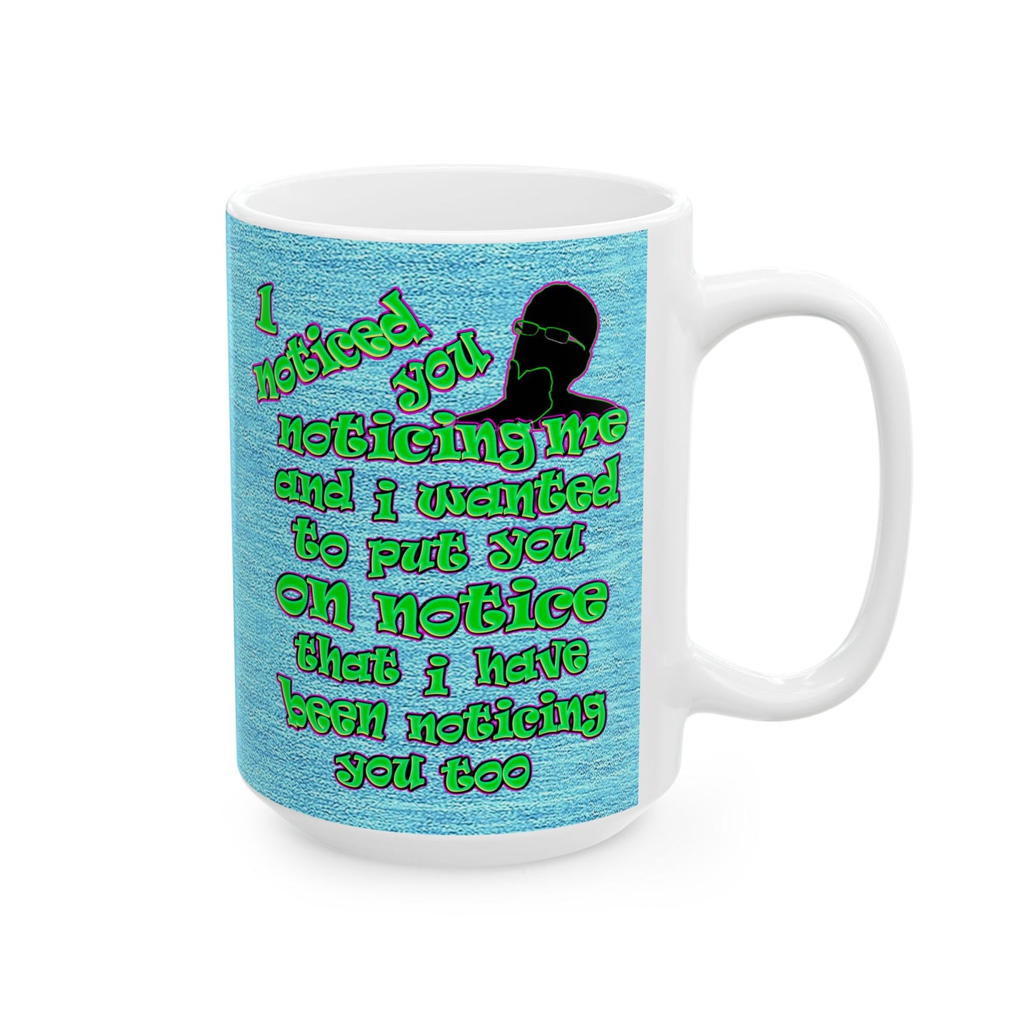 noticed you noticing - White Mug (faded dark blue)