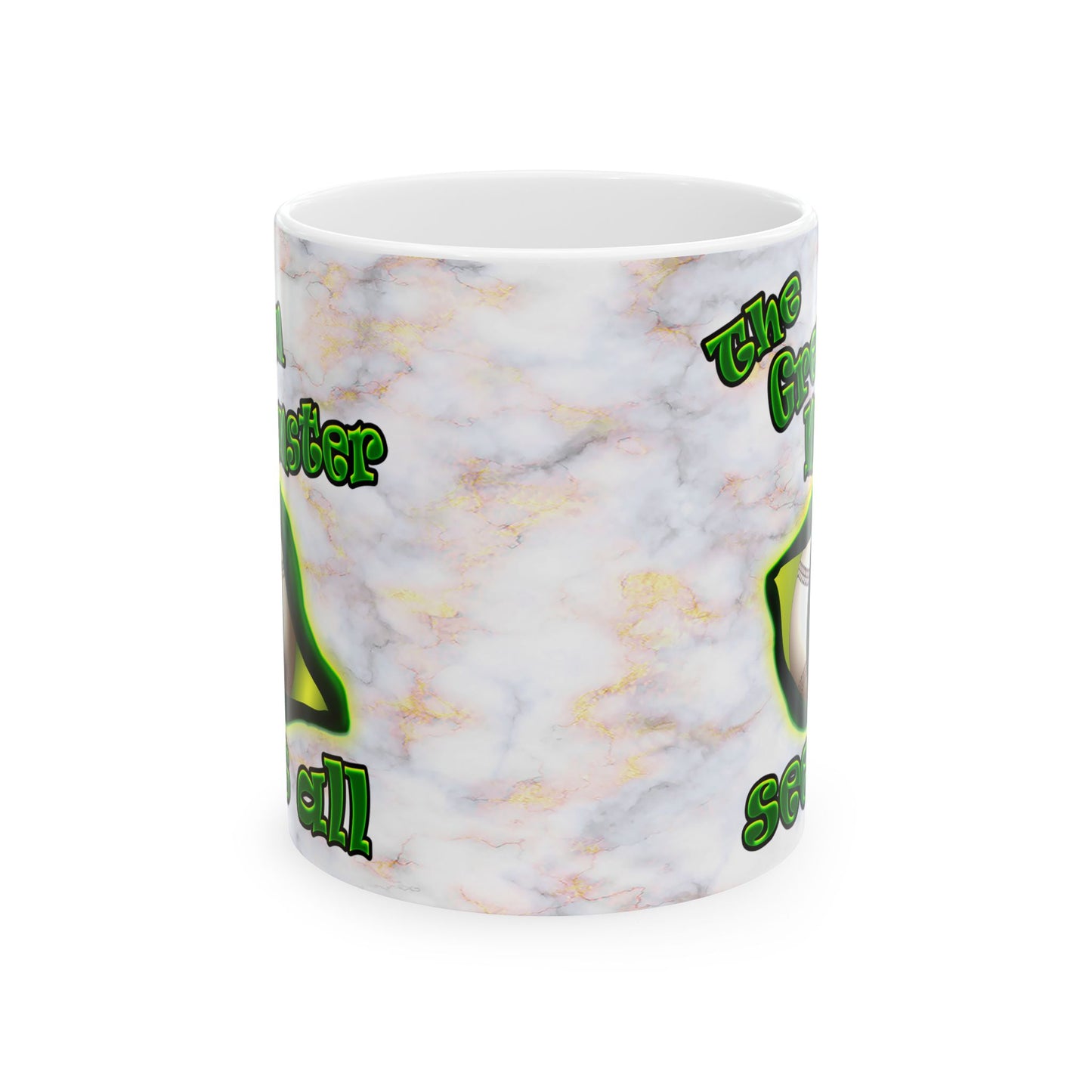 green monster - White Mug (white marble)